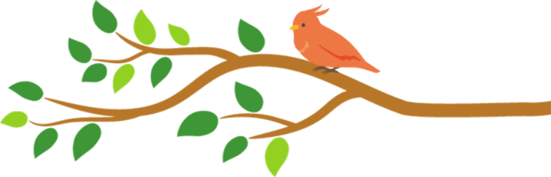 枝に鳥が停まっているイラスト