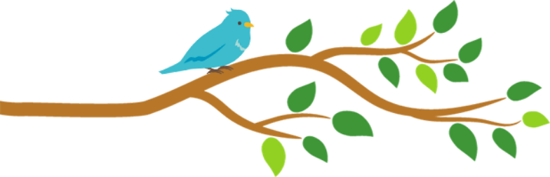 枝に鳥が停まっているイラスト